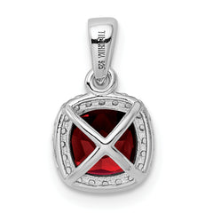 Sterling Silver Rhodium-plate 1.05Garnet/Created White Sapphire Pendant