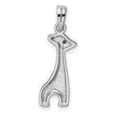 Sterling Silver Rhodium-plated Enameled CZ Giraffe Pendant