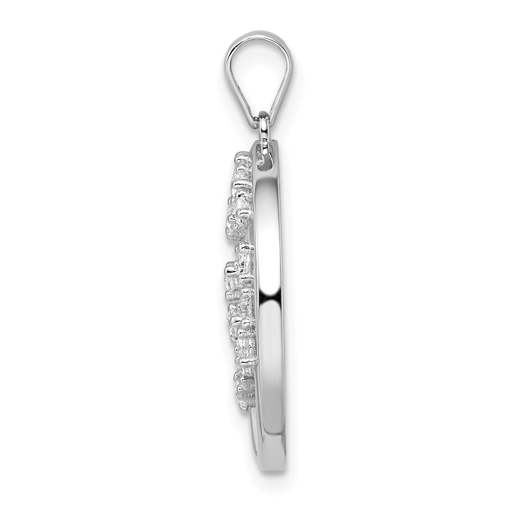 Sterling Silver Rhodium-plated Created White Sapphire Tree of Life Pendant