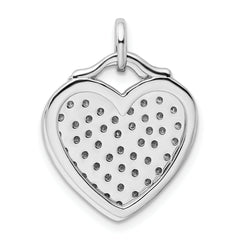 Sterling Silver Rhodium-plated CZ Two Piece Heart Pendant