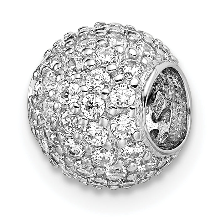 Sterling Silver Rhodium-plated CZ Bead Pendant