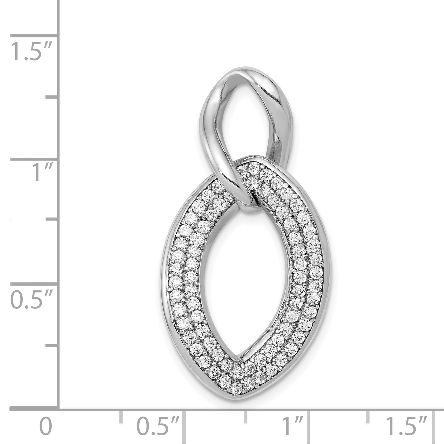 Sterling Silver Rhodium-plated Polished with CZ Pendant