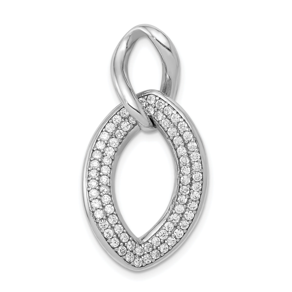 Sterling Silver Rhodium-plated Polished with CZ Pendant