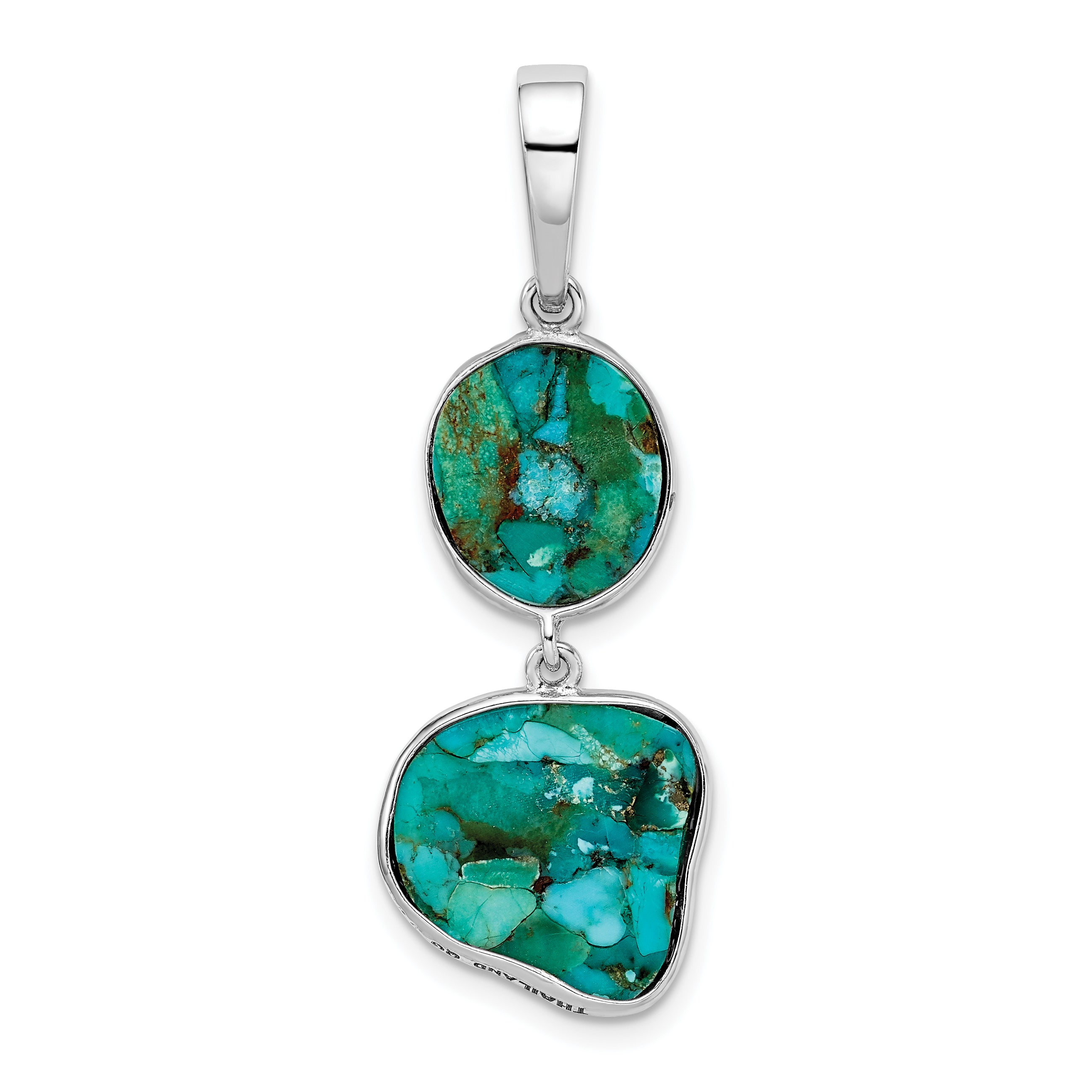 Sterling Silver Rhodium-plated w/Reconstituted Turquoise Pendant