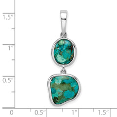 Sterling Silver Rhodium-plated w/Reconstituted Turquoise Pendant