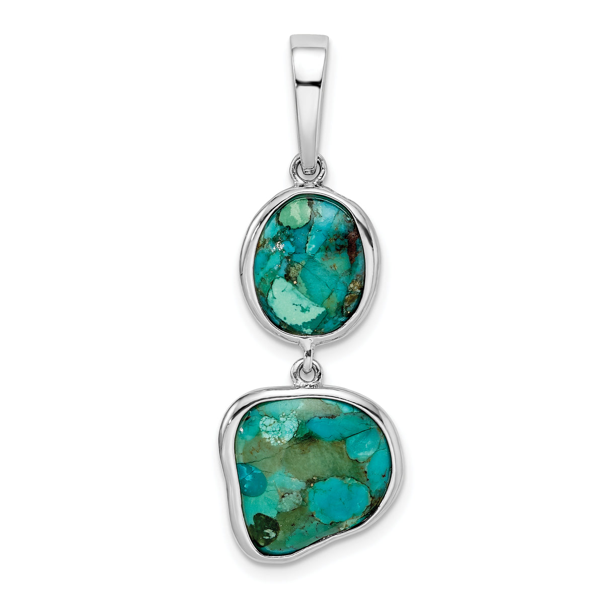 Sterling Silver Rhodium-plated w/Reconstituted Turquoise Pendant