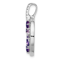 Sterling Silver Amethyst & CZ Circle Pendant