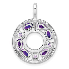 Sterling Silver Amethyst & CZ Circle Pendant