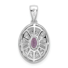 Sterling Silver Rhodium-plated Oval Amethyst & White Topaz Pendant