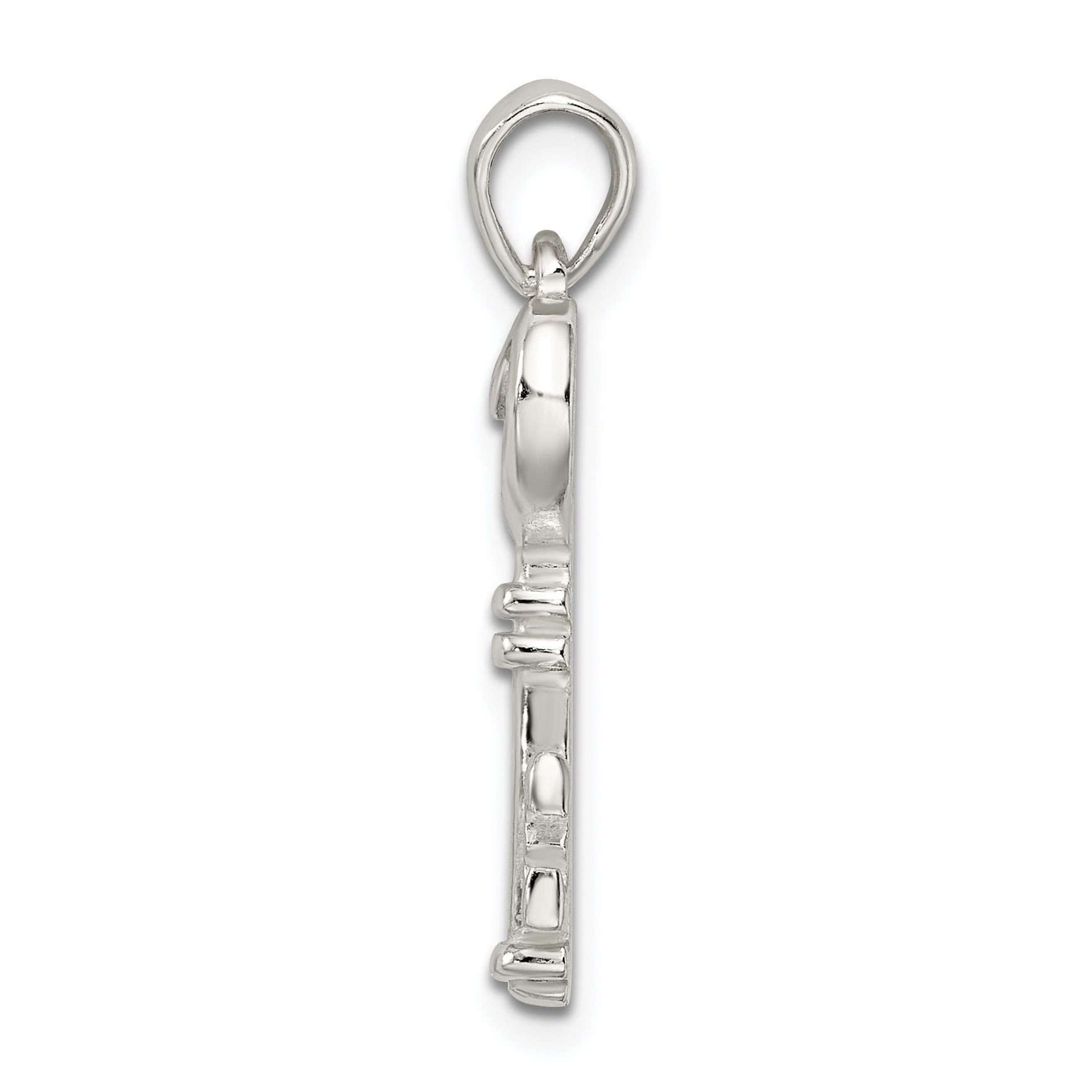 Sterling Silver Polished Small Heart Key Pendant