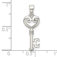 Sterling Silver Polished Small Heart Key Pendant