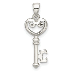 Sterling Silver Polished Small Heart Key Pendant