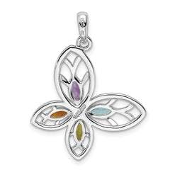 Sterling Silver Rhodium-plated PE CI AM Swiss BT Butterfly Pendant