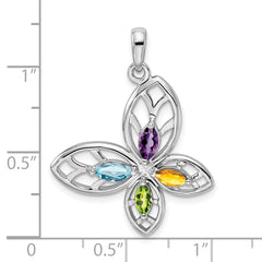 Sterling Silver Rhodium-plated PE CI AM Swiss BT Butterfly Pendant