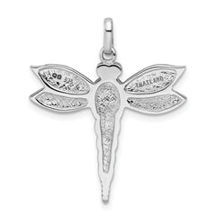 Sterling Silver Rhodium/Oxidized Recon. Turq/Marcasite Dragonfly Pendant