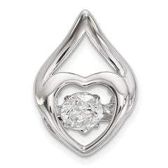 Sterling Silver Platinum Plated Vibrant Swaro Zirconia Heart Chain Slide