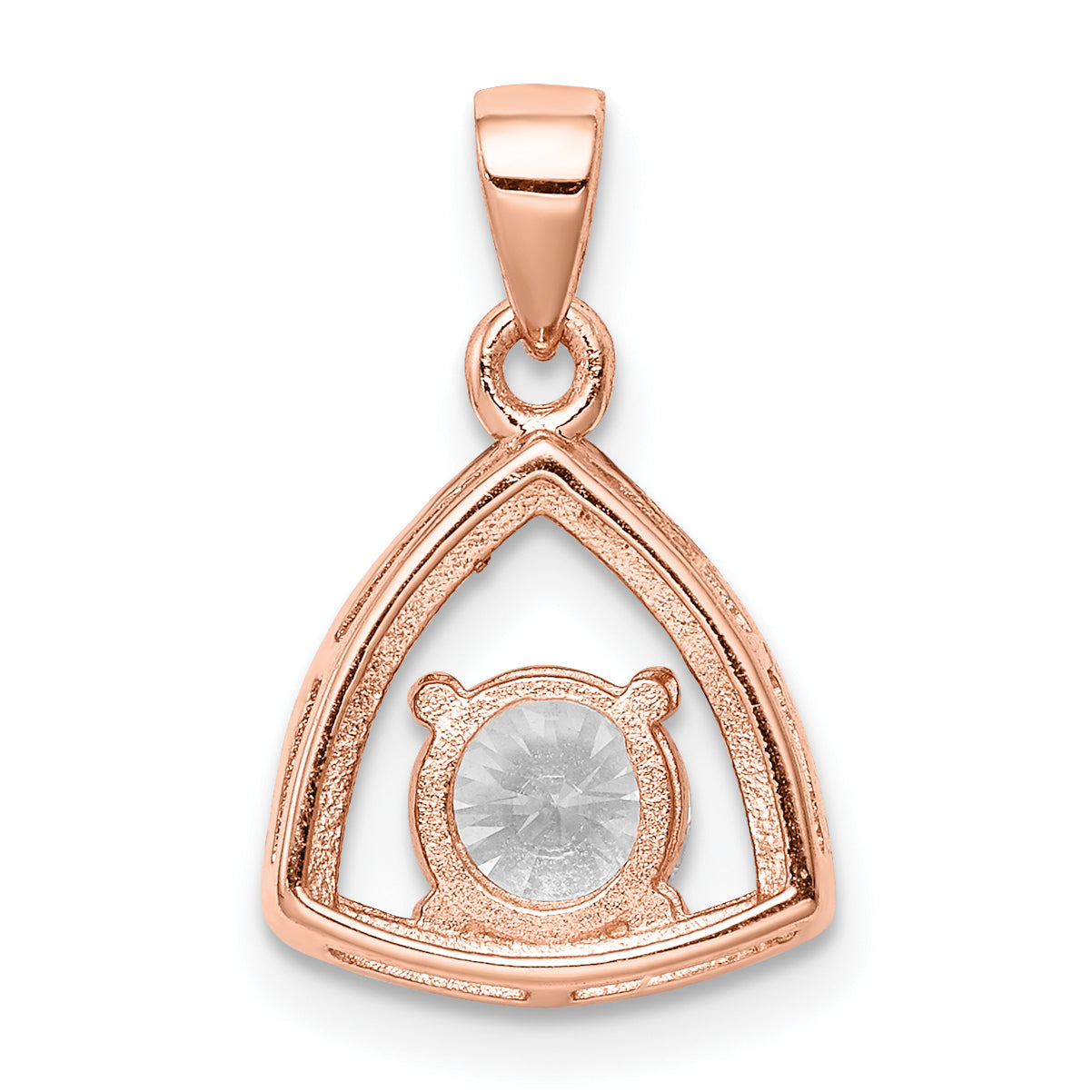 Sterling Silver Rose-tone Triangle CZ Pendant