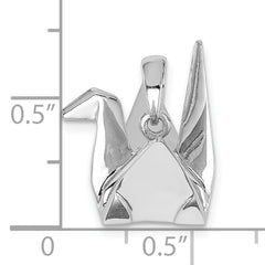 Sterling Silver Rhodium-plated Origami Crane Pendant