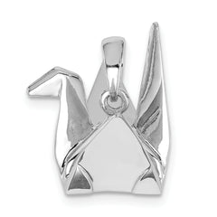 Sterling Silver Rhodium-plated Origami Crane Pendant