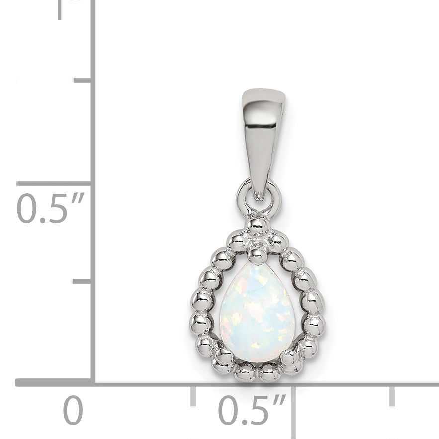 Sterling Silver Lab Created Opal Pendant