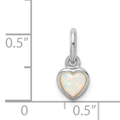 Sterling Silver Rhodium Plated Lab Created Opal Heart Pendant