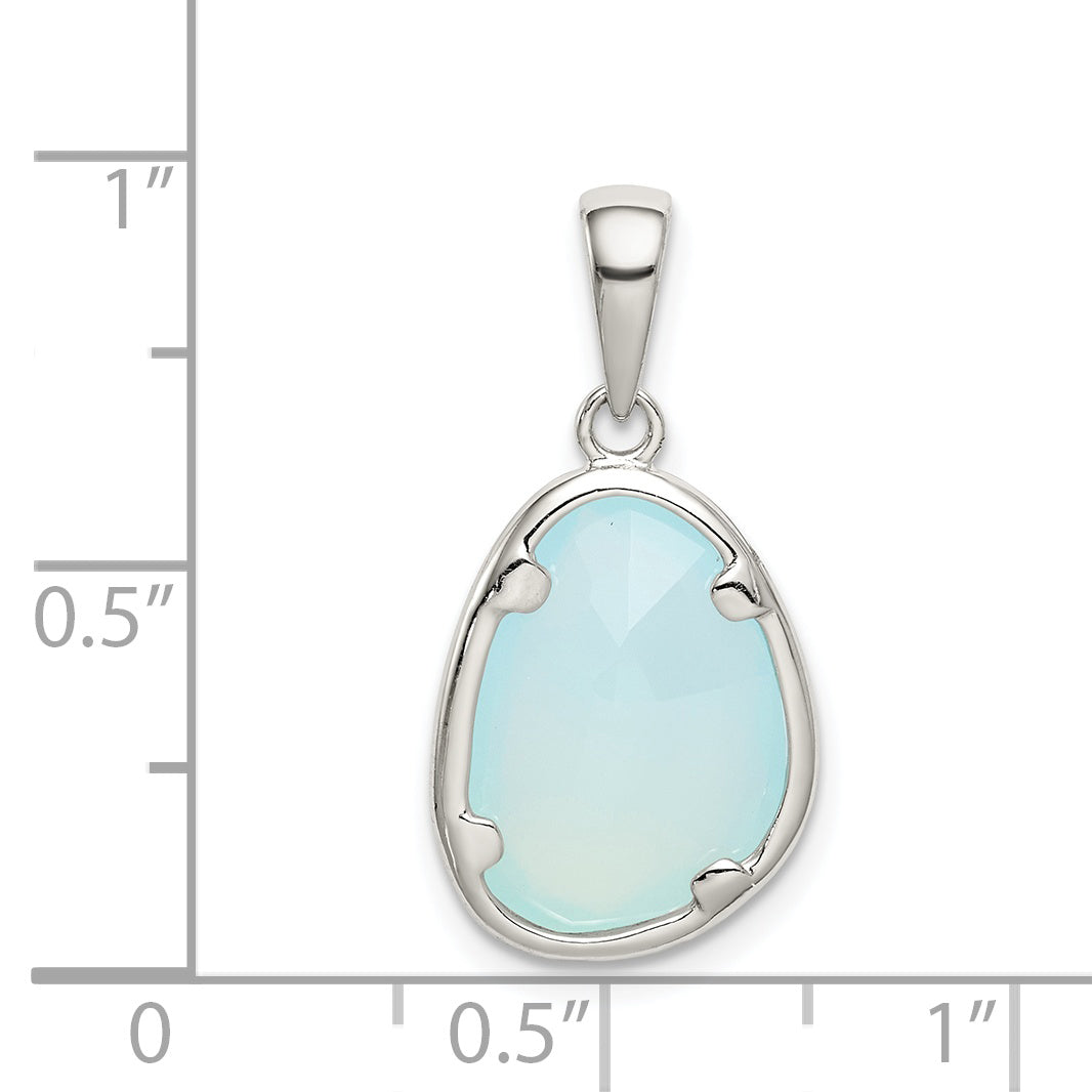 Sterling Silver Blue Chalcedony Stone Pendant