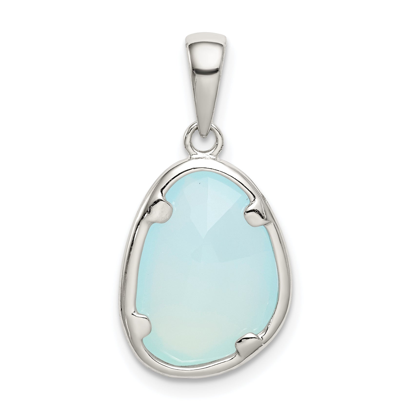 Sterling Silver Blue Chalcedony Stone Pendant