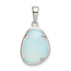 Sterling Silver Blue Chalcedony Stone Pendant