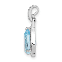 Sterling Silver Rhodium-plated Blue Topaz Teardrop Pendant