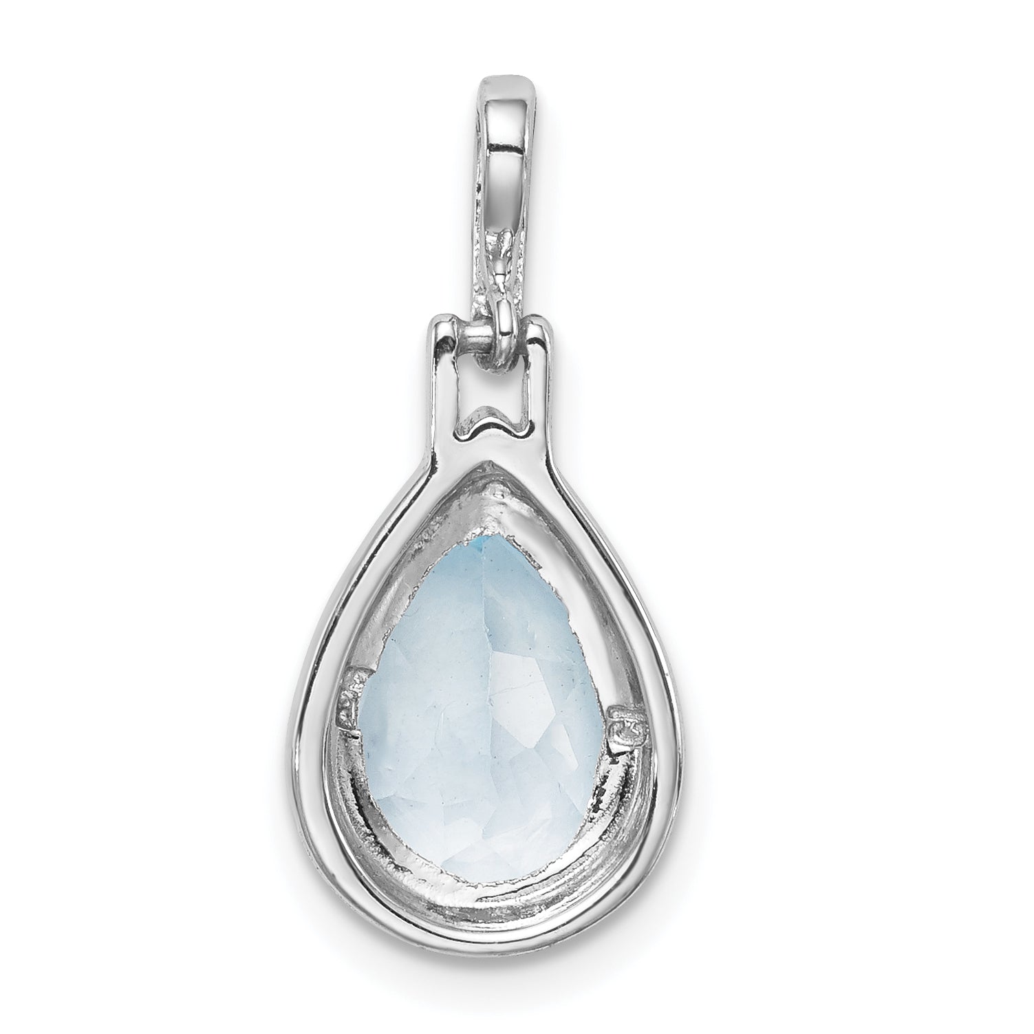 Sterling Silver Rhodium-plated Blue Topaz Teardrop Pendant