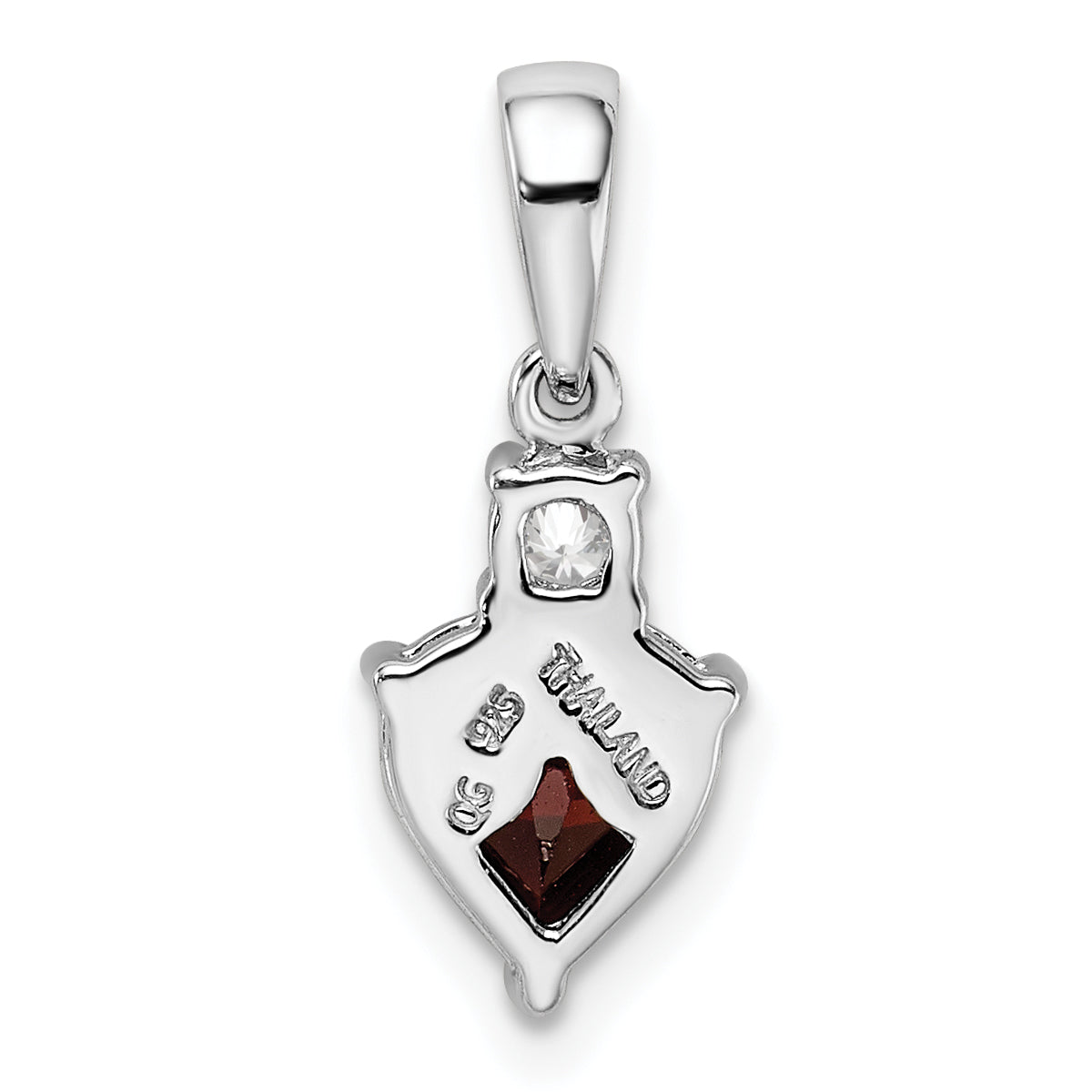 Sterling Silver Rhodium-plated Heart Garnet & White Topaz Pendant