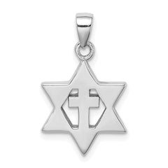 Sterling Silver Rhodium-plated Star of David Created Opal CZ Pendant