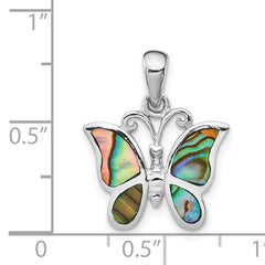 Sterling Silver Rhodium-plated Abalone Butterfly Pendant