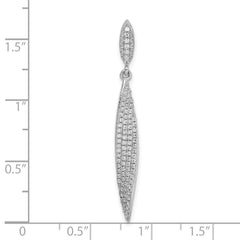 Sterling Silver Rhodium-plated Pave CZ Leaf Pendant