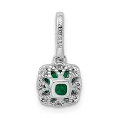 Sterling Silver Rhodium-plated Green & White CZ Slide