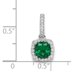 Sterling Silver Rhodium-plated Green & White CZ Slide