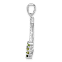 Sterling Silver Rhodium Plated Chrome Diopside and Peridot Pendant