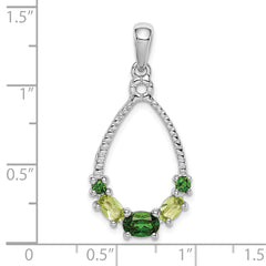 Sterling Silver Rhodium Plated Chrome Diopside and Peridot Pendant