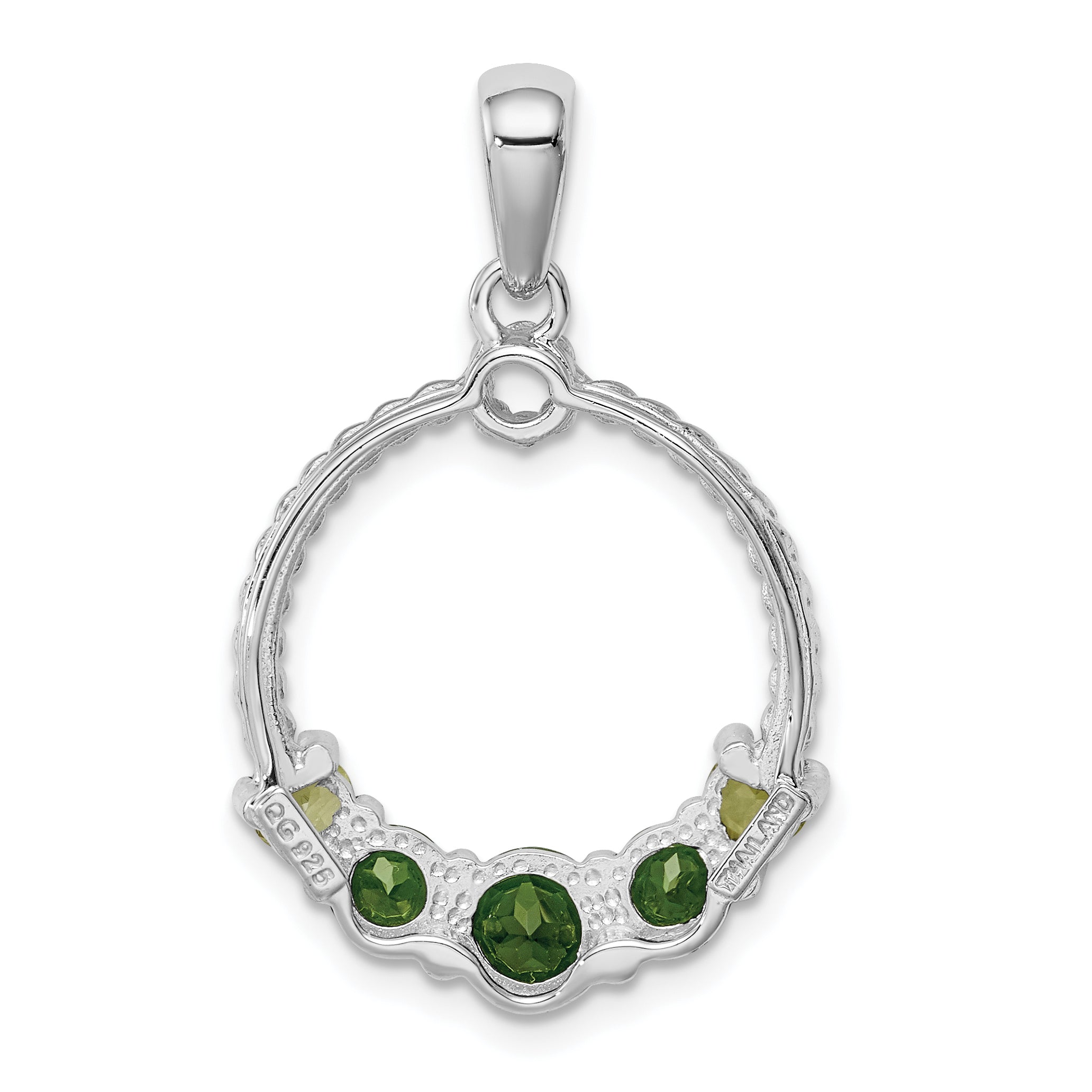 Sterling Silver Rhodium-plated Chrome Diopside and Peridot Pendant