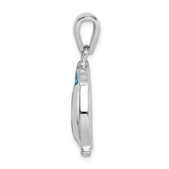 Sterling Silver Rhodium-plated Created Opal Inlay Penguin Pendant