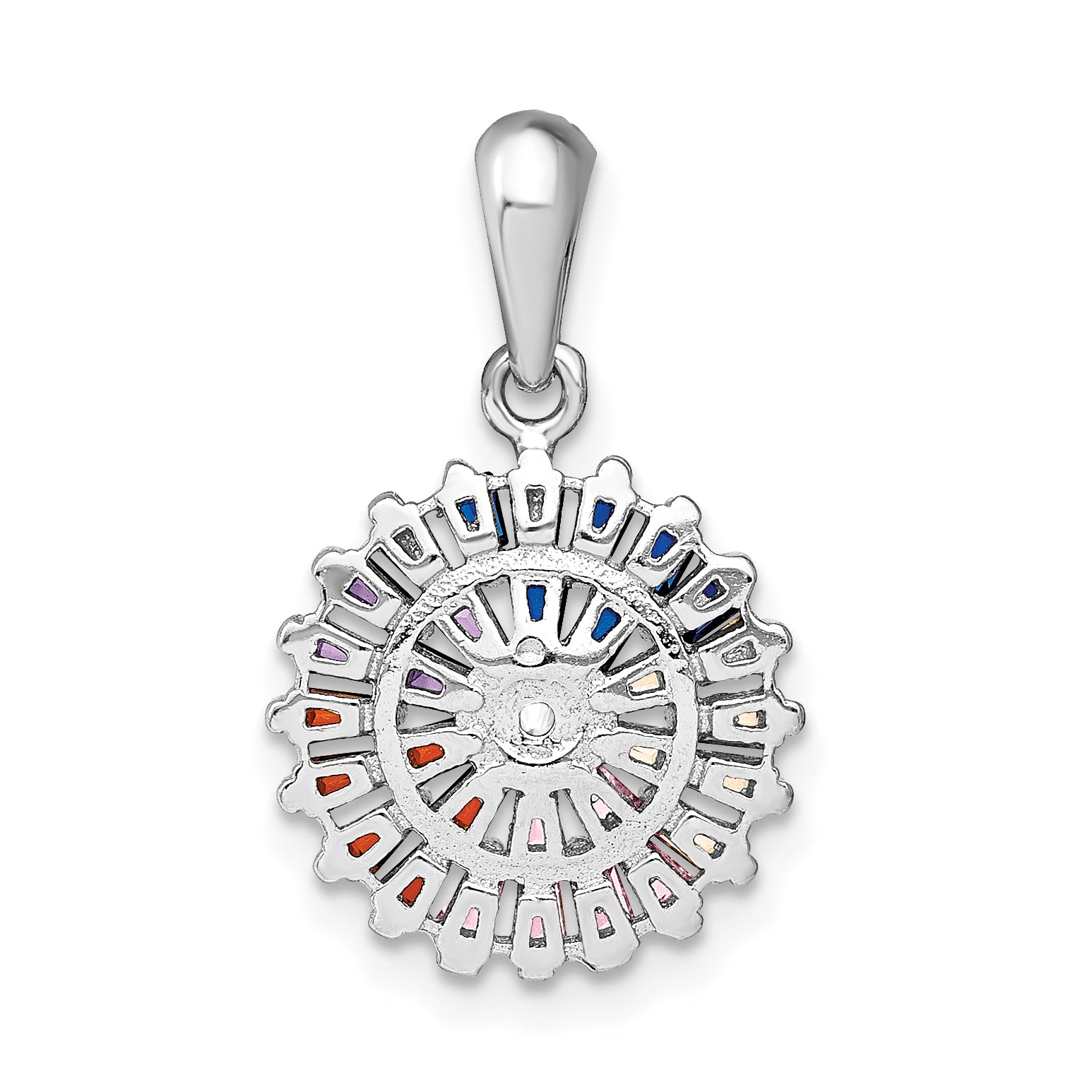 Prizma Sterling Silver Rhodium-plated White and Colorful CZ Post Earring and Pendant Set