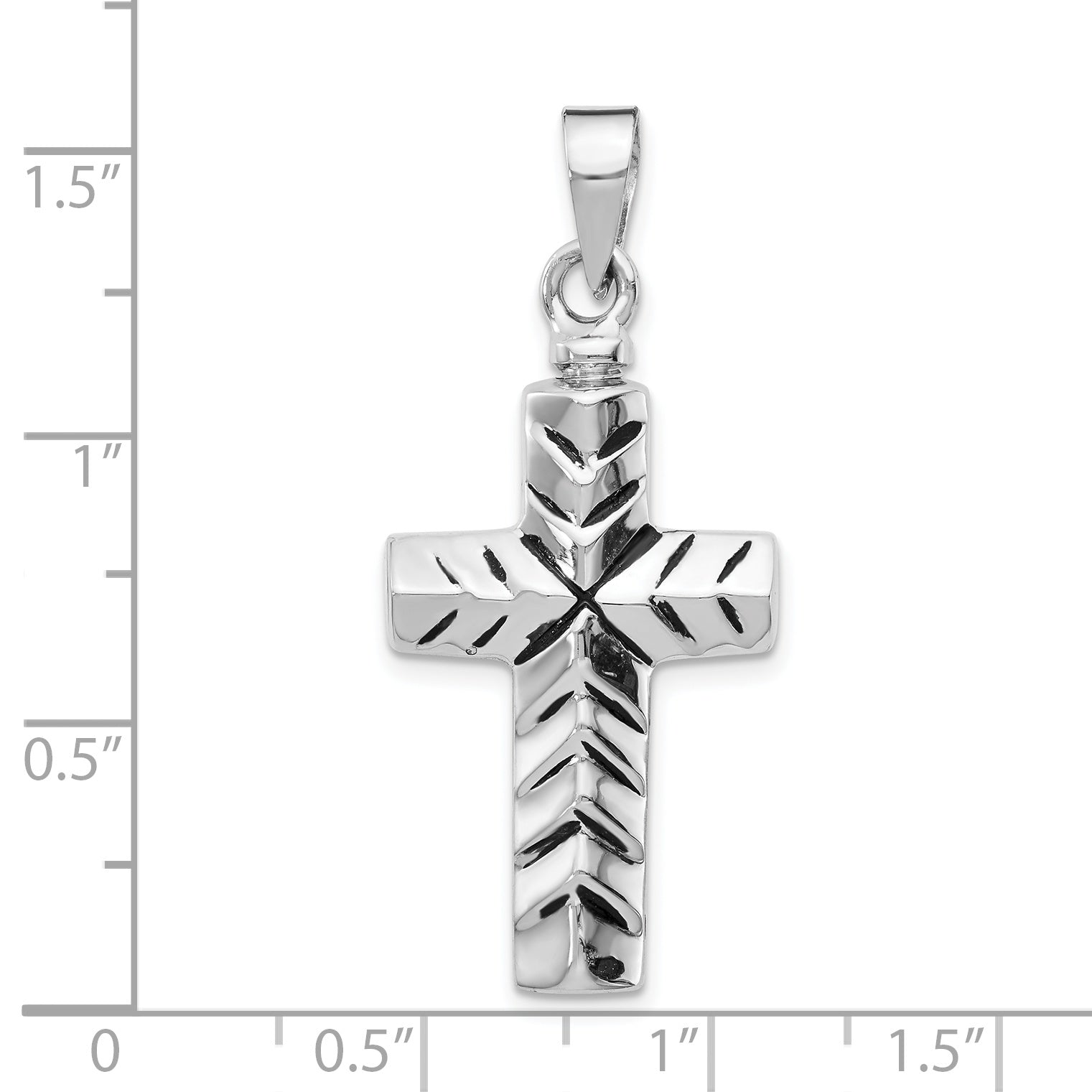 Sterling Silver Rhodium-plated Enameled Cross Ash Holder Pendant