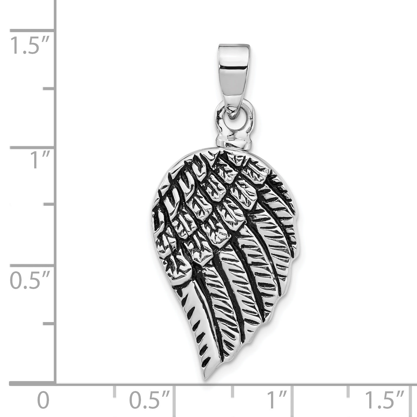 Sterling Silver Rhodium-plated Enameled Angel Wing Ash HolderPendant