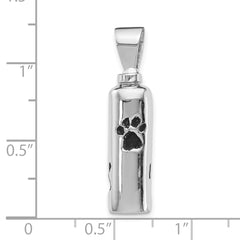 Sterling Silver Rhodium-plated Enameled Paw Prints Ash Holder Pendant