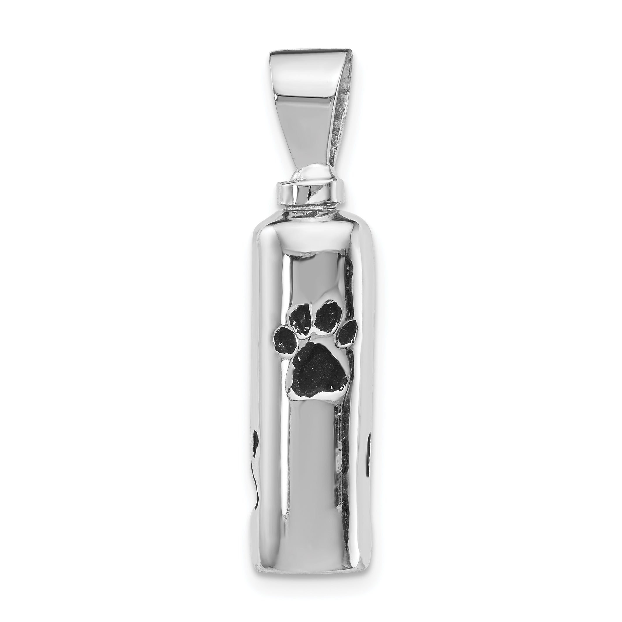 Sterling Silver Rhodium-plated Enameled Paw Prints Ash Holder Pendant