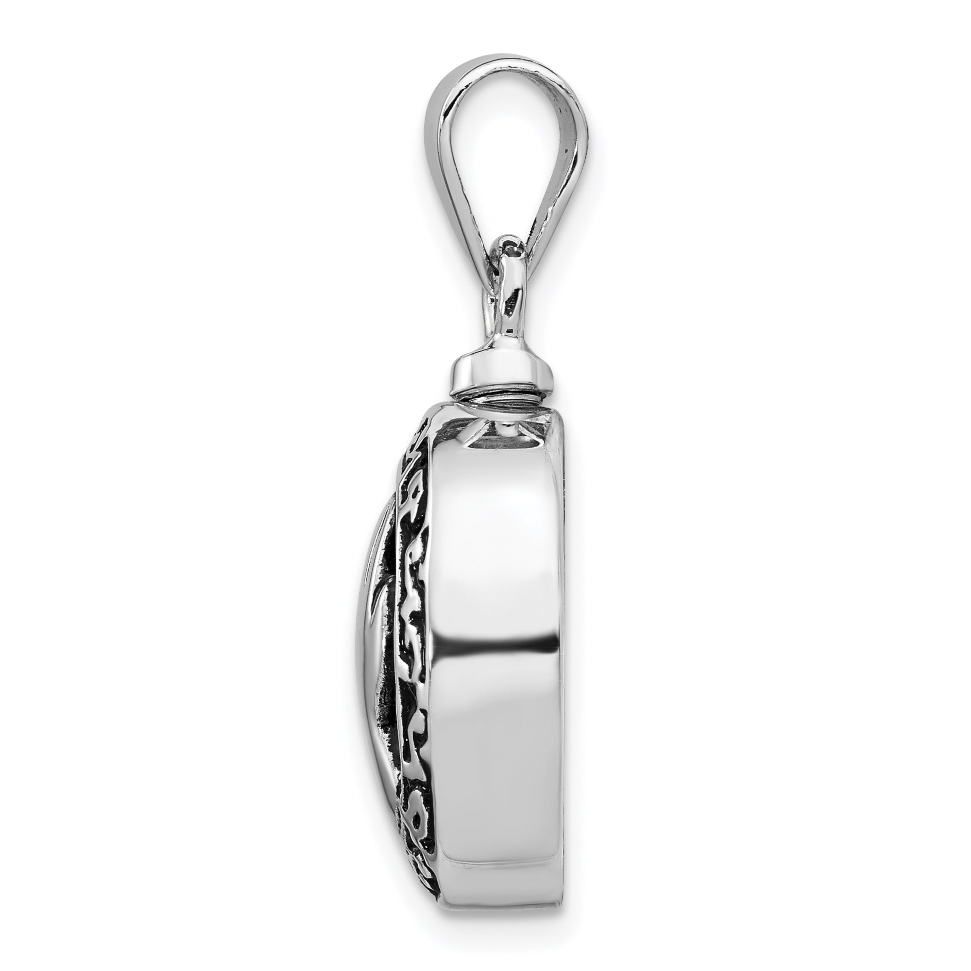 Sterling Silver Rhodium-plated Enameled Praying Hands Ash Holder Pendant