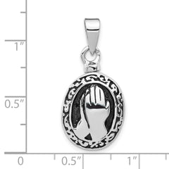 Sterling Silver Rhodium-plated Enameled Praying Hands Ash Holder Pendant