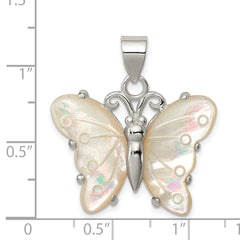 Sterling Silver White Shell Butterfly Pendant