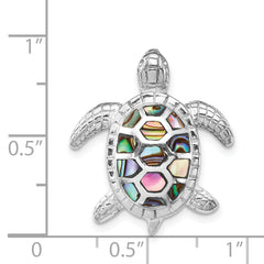 Sterling Silver Rhodium-plated Abalone Textured Turtle Slide