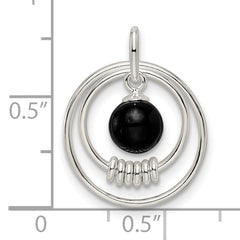 Sterling Silver Polished Onyx in Circles Pendant